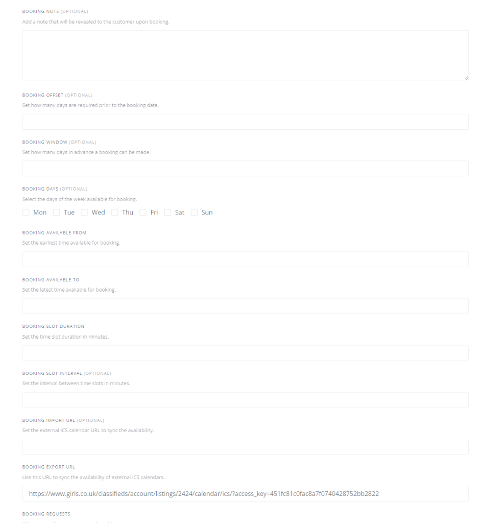 Adding Online Bookings